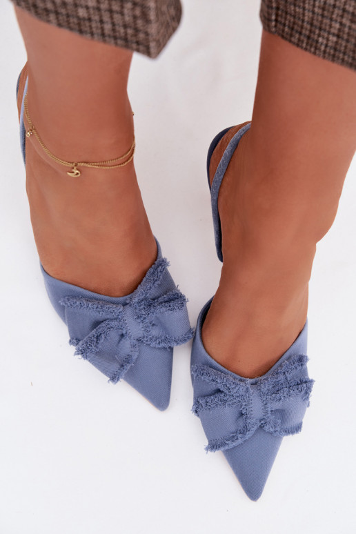 Sandalias de mujer con tacones finos con cintas color azul Hestia