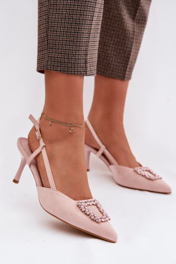 Sandalias de mujer con tacones finos con adornos color rosa Ismeria 2