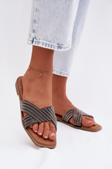 zapatillas de mujer con tacones anchos con ojos centelleantes de color negro Zinnia