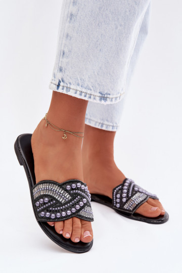 Decorado Zapatillas con tacones anchos de color negro Dovima 2
