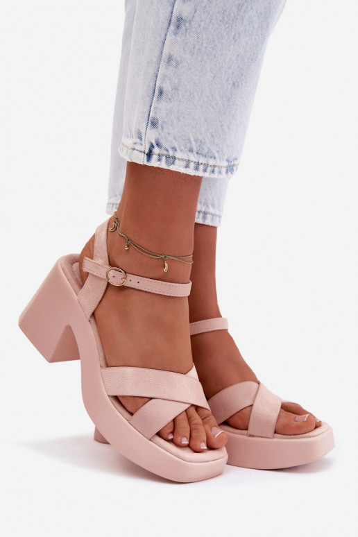 Sandalias de mujer En un poste enormede gamuza ecológicau Tono rosa claro Tereza