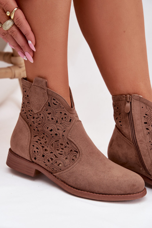 Botas caladas Femenino con tacones anchos S.Barski HY61-8026 color marrón