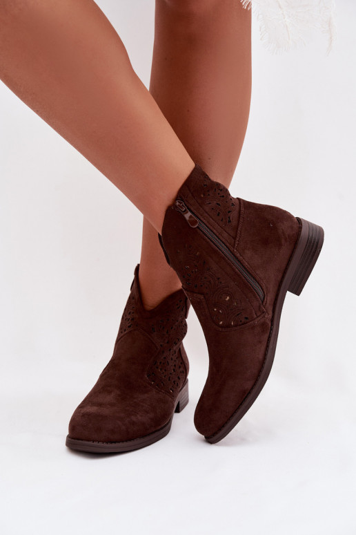 Botas caladas Femenino con tacones anchos S.Barski HY61-8026 CzekoladoAe