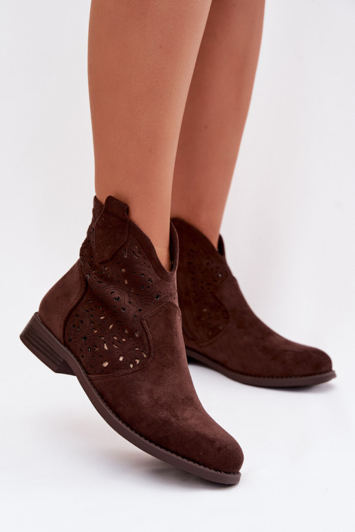 Botas caladas Femenino con tacones anchos S.Barski HY61-8026 CzekoladoAe