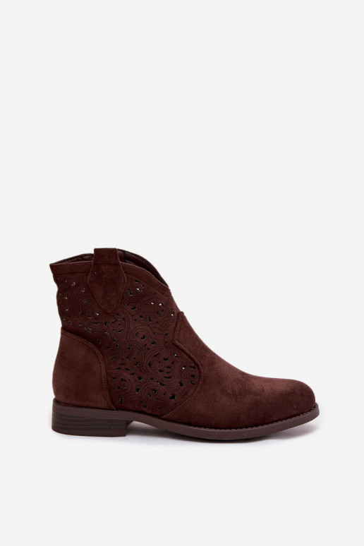 Botas caladas Femenino con tacones anchos S.Barski HY61-8026 CzekoladoAe