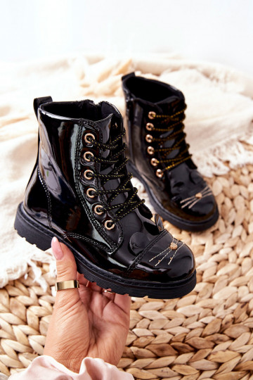 calentamiento botines de trabajo con cremalleras de color negro Mousie