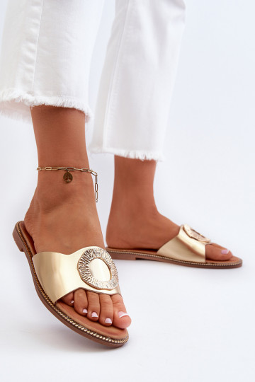 zapatillas de mujer con adornos color dorado Cilima 2