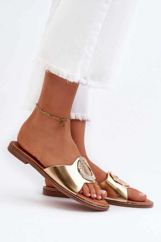 zapatillas de mujer con adornos color dorado Cilima