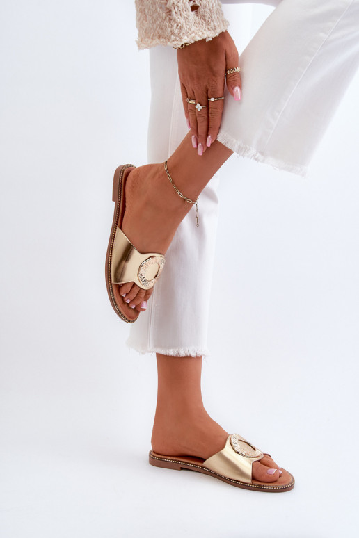 zapatillas de mujer con adornos color dorado Cilima