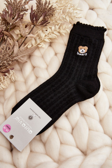 Calcetines con estampado de osito color negro