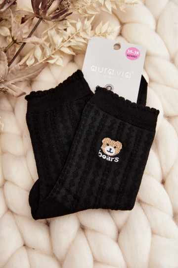 Calcetines con estampado de osito color negro 2