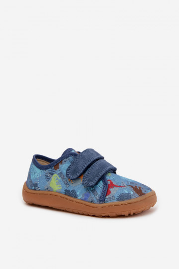 Zapatillas infantiles Barefoot con dinosaurios Froddo Canvas G1700440-15 color azul