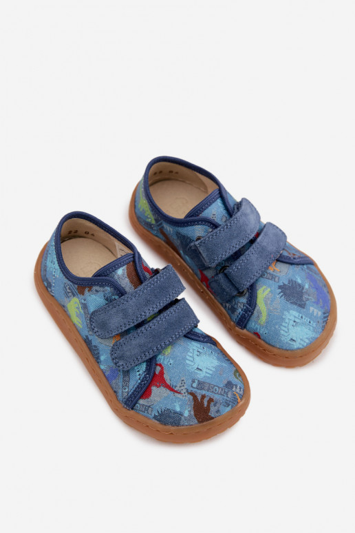 Zapatillas Infantil Barefoot dinosaurios Froddo Canvas G1700440-15 color azul