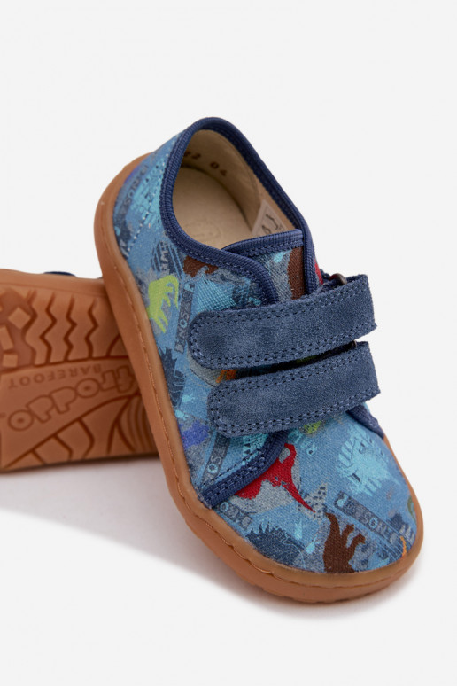 Zapatillas Infantil Barefoot dinosaurios Froddo Canvas G1700440-15 color azul