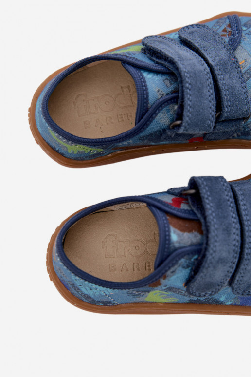 Zapatillas Infantil Barefoot dinosaurios Froddo Canvas G1700440-15 color azul