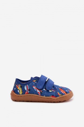 Zapatillas infantiles Barefoot con naves espaciales Froddo Canvas G1700440-5 color azul 2