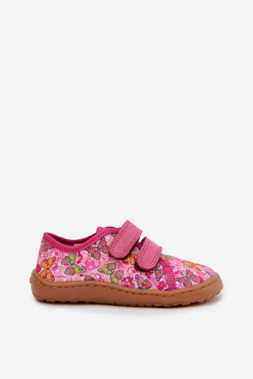Zapatillas infantiles Barefoot con mariposas Froddo Canvas G1700440-11 color rosa