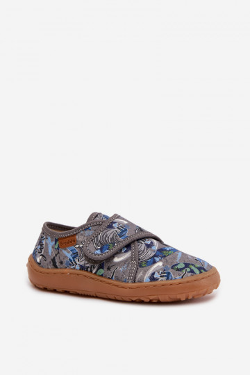 Zapatillas infantiles para niños con cierres adhesivos Barefoot Surfer Froddo G1700438-7 color gris