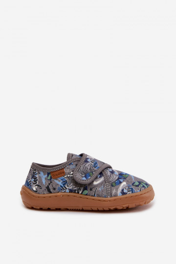 Zapatillas infantiles para niños con cierres adhesivos Barefoot Surfer Froddo G1700438-7 color gris 2
