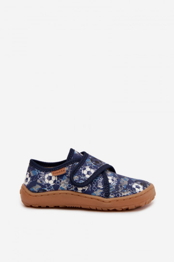 Zapatillas infantiles para niños con cierres adhesivos Barefoot con pelotas Froddo G1700438-6 color azul marino 2