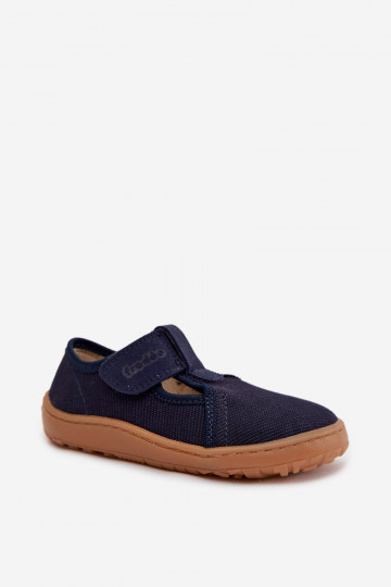 Zapatillas Infantil con sujetadores adhesivos Barefoot Froddo Cannvas G1700439 azul oscuro