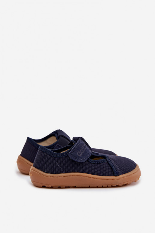 Zapatillas Infantil con sujetadores adhesivos Barefoot Froddo Cannvas G1700439 azul oscuro