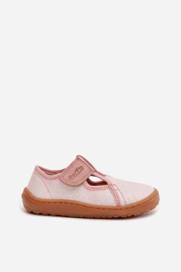 Zapatillas infantiles con cierres adhesivos y brillo Barefoot Froddo Canvas G1700439-2 color rosa 2