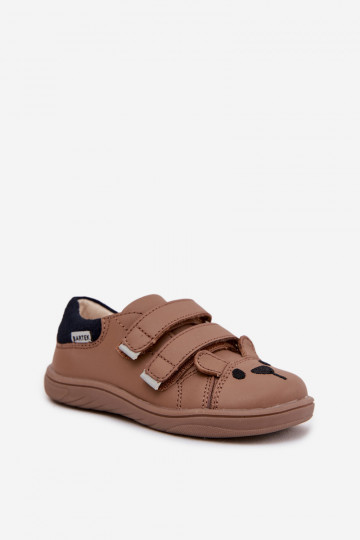 Botas de cuero barefoot para niños con osito Bartek 8600654 color arena