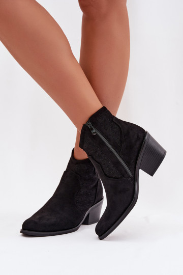 Botines de mujer con calados y tacones S.Barski HY61-8013 color negro 2