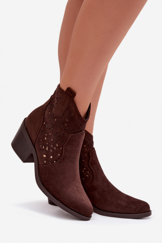 Botas caladas estilo vaquero Femenino con tacones S.Barski HY61-8012 CzekoladoAe