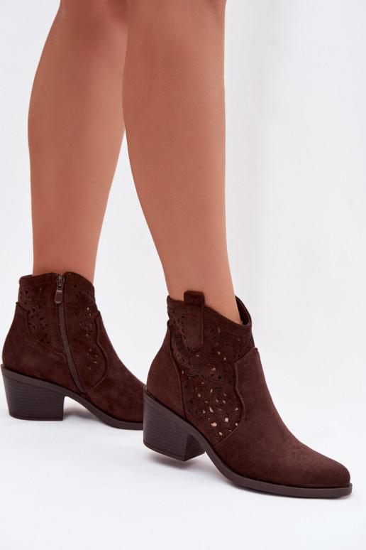 Botas caladas estilo vaquero Femenino con tacones S.Barski HY61-8012 CzekoladoAe