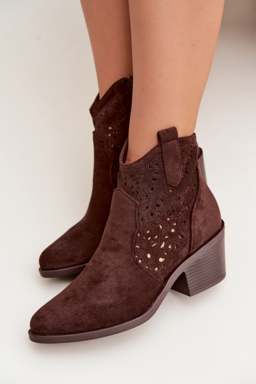 Botas caladas estilo vaquero Femenino con tacones S.Barski HY61-8012 CzekoladoAe