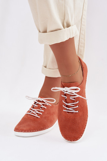 Zapatos de mujer de ante S.Barski LR61-7080 color naranja 2