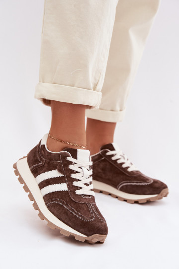 de gamuza Zapatillas modelo zapatos. Femenino con una plataforma S.Barski LR61-7097 CzekoladoAe 2