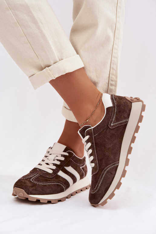 de gamuza Zapatillas modelo zapatos. Femenino con una plataforma S.Barski LR61-7097 CzekoladoAe