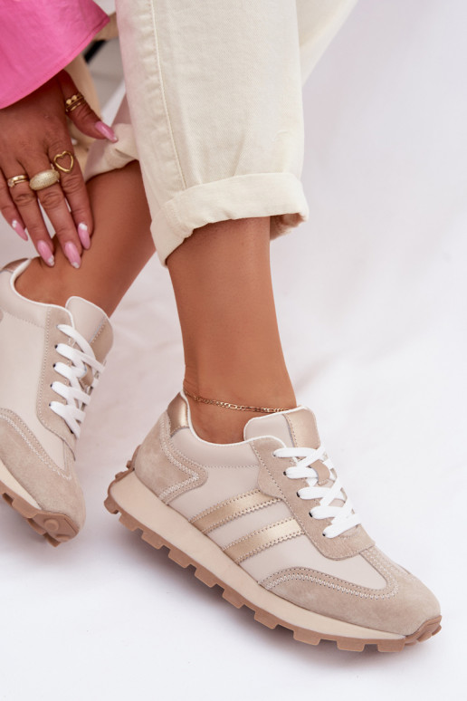 de gamuza Zapatillas modelo zapatos. Femenino con una plataforma S.Barski LR61-7097 beige