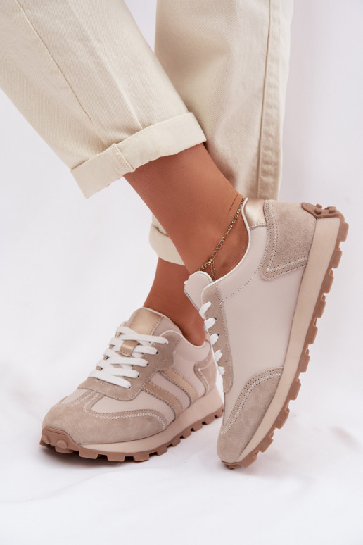 de gamuza Zapatillas modelo zapatos. Femenino con una plataforma S.Barski LR61-7097 beige