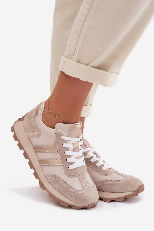 de gamuza Zapatillas modelo zapatos. Femenino con una plataforma S.Barski LR61-7097 beige