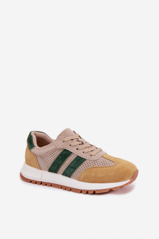 Zapatillas modelo zapatos. FemeninoActivadoturalnego de gamuzau beige-color amarillo Tiene querceline