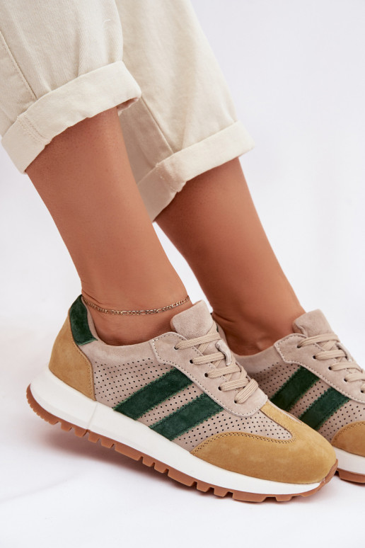 Zapatillas modelo zapatos. FemeninoActivadoturalnego de gamuzau beige-color amarillo Tiene querceline