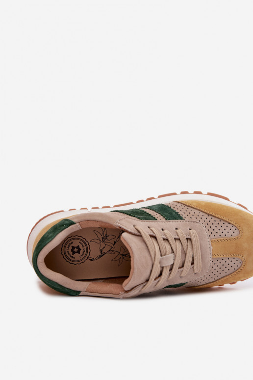 Zapatillas modelo zapatos. FemeninoActivadoturalnego de gamuzau beige-color amarillo Tiene querceline