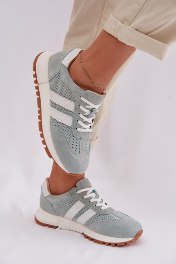 Zapatos de mujer modelo Sneakers de ante color menta