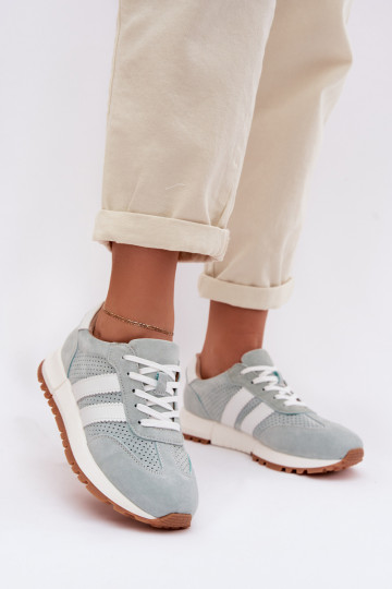 Zapatos de mujer modelo Sneakers de ante color menta 2