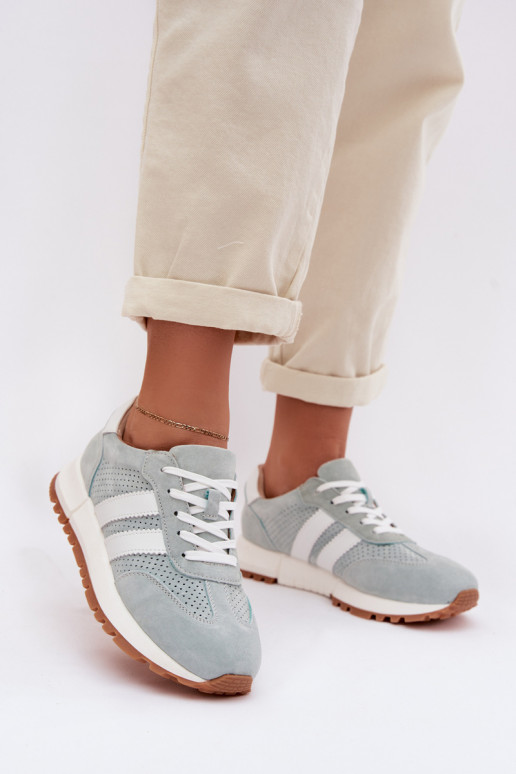 Zapatillas modelo zapatos. FemeninoActivadoturalnego de gamuzau color menta Tiene querceline