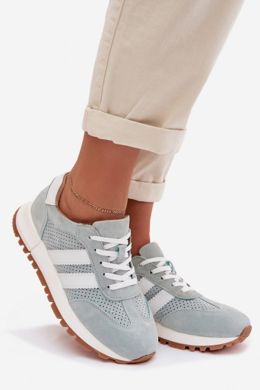 Zapatillas modelo zapatos. FemeninoActivadoturalnego de gamuzau color menta Tiene querceline