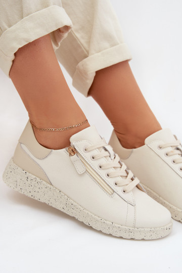 Botas de cuero para mujeres con cremalleras color arena Dorothea