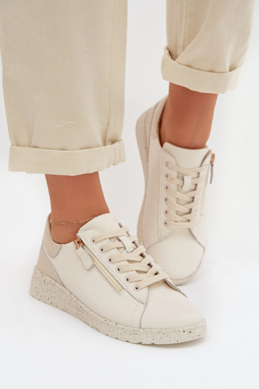 Piel zapatos Femenino con cremalleras beige Dorothea