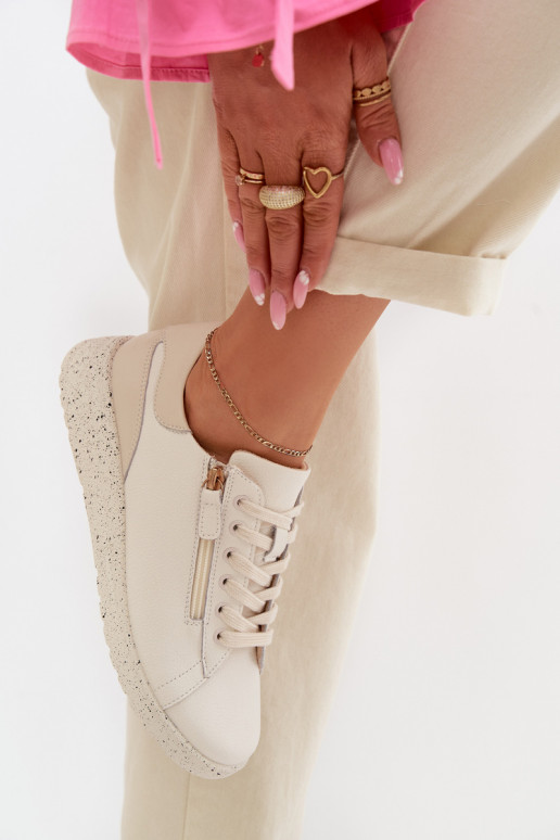 Piel zapatos Femenino con cremalleras beige Dorothea