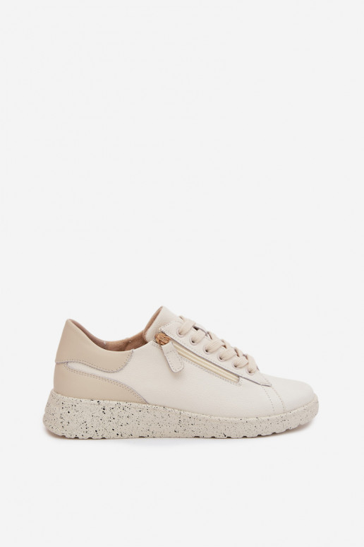 Piel zapatos Femenino con cremalleras beige Dorothea