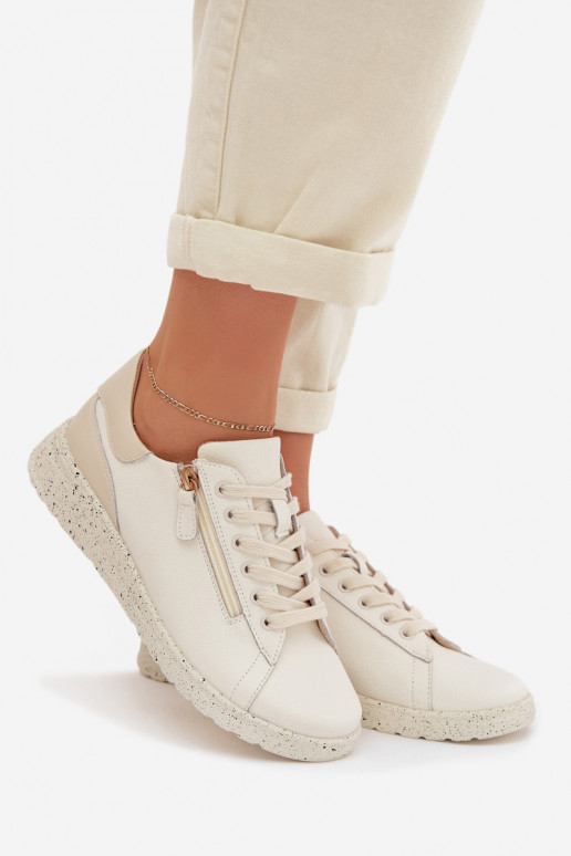 Piel zapatos Femenino con cremalleras beige Dorothea